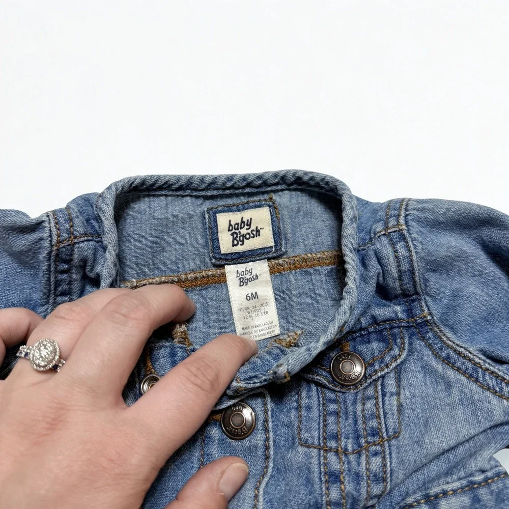 Baby Bgosh Blue Denim Trucker Jacket Cropped Bolero 6M Baby Cotton Coat